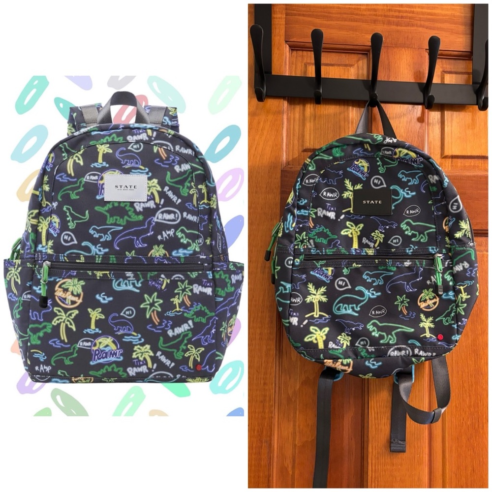 STATE KANE Mini Neon Dino Backpack